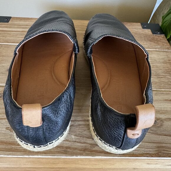 Gentle Souls Lizzy Slip On Black Pebbled Leather Espadrille Loafers Size 8.5 - Picture 10 of 14
